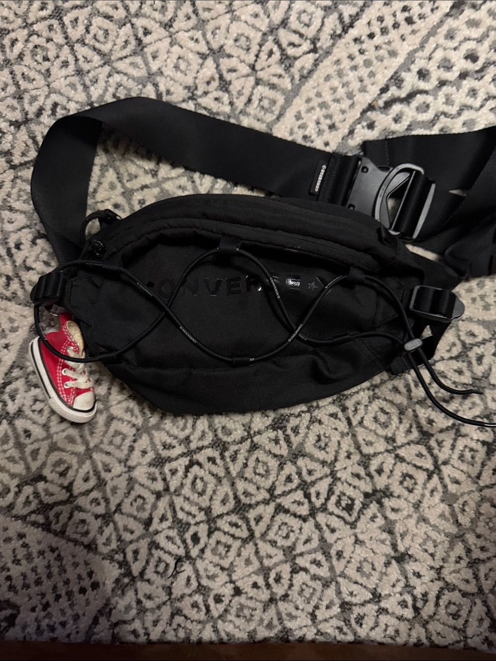 Converse Black Belt Bag with Red Sneaker Charm